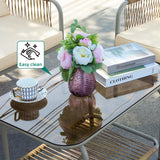 YITAHOME 4 Pieces Patio Furniture Set, Wicker Outdoor Conversation Set, All-Weather Rattan Bistro Set with Loveseat Set, Coffee Table and Cushions for Backyard, Balcony, Deck - Beige YITAHOME