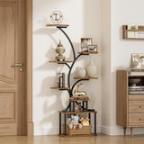 POZILAN 8 Tier Corner Shelf with LED Light, 62.2” Tall Display Shelf, Corner LED Bookshelf Display Cabinet Case with Lights, Collectibles Display Shelf for Living Room,Bedroom Decor POZILAN