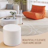 KKdema Round Pouf Ottoman and Foot Rest, Soft Boucle Footstool Ottomans for Living Room, Comfort Foam Stuffed Poofs for Couch Desk Resting Your Feet, White KKdema