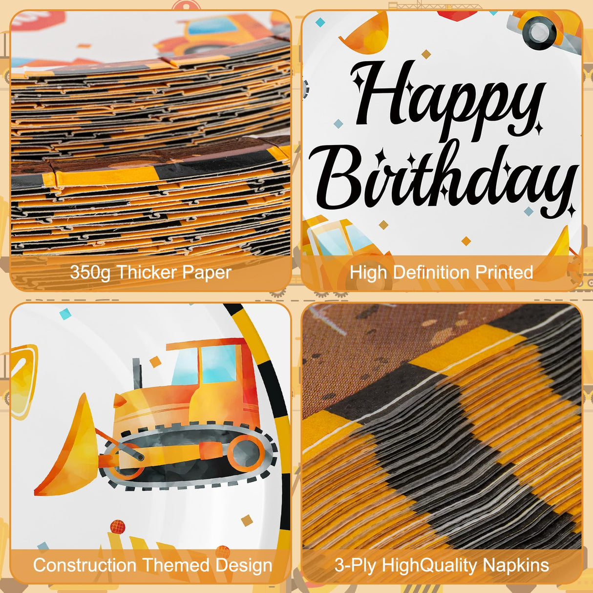 100 Pcs Construction Birthday Party Supplies - Construction Themed Plates and Napkins Forks Set, Disposable Dump Truck Tableware for Boys Kids Birthday Party Decorations Favors, Serve 25 Guests Litmitfu