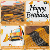 100 Pcs Construction Birthday Party Supplies - Construction Themed Plates and Napkins Forks Set, Disposable Dump Truck Tableware for Boys Kids Birthday Party Decorations Favors, Serve 25 Guests Litmitfu
