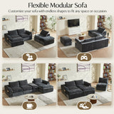 Vamcheer Modular Sectional Cloud Couch, Utra Soft U Shaped Couch with 2 Movable Ottoman, Deep Seat Boneless Couches for Living Room Bedroom, No Assembly Required, Grey Vamcheer