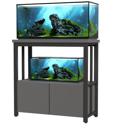 BEWISHOME 40-50 Gallon Fish Tank Stand, Heavy Duty Aquarium Stand with Thickened Metal Frame, Fish Tank Stand with Cabinet for Storage, 36.2" L* 17.7" W Tabletop 1000LBS Capacity Grey KYG03H