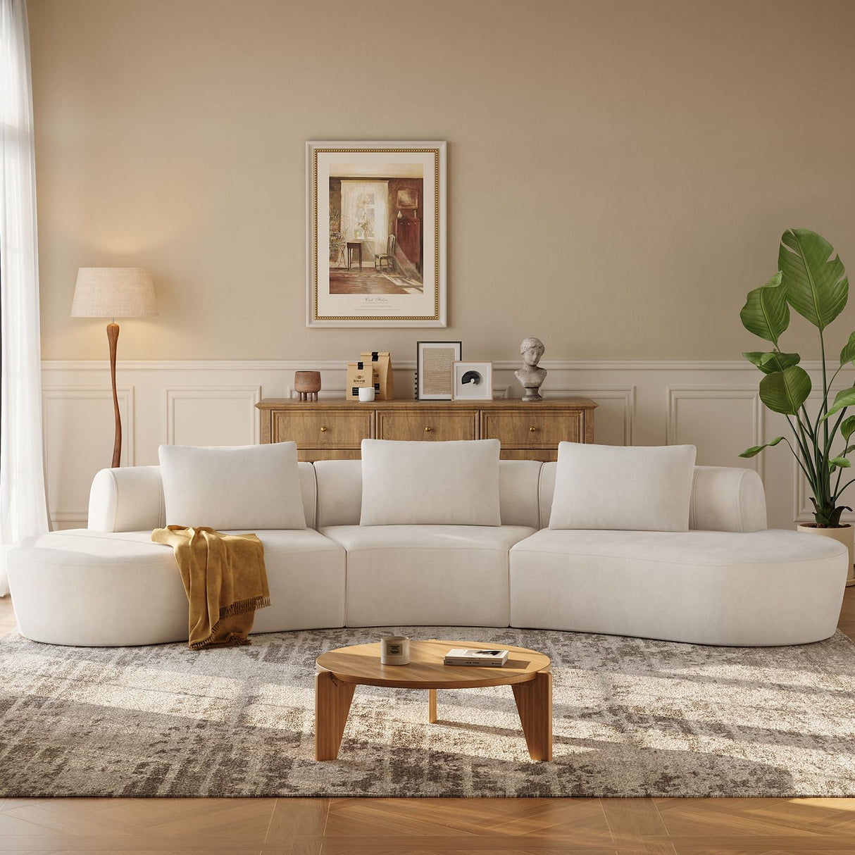 ONBRILL 134" Cloud Sectional Couch,Modern Modular Curved Sofa with Deep Seat,Upholstered Chenille Boneless Upholstered Couches for Living Room,No Assembly Required ONBRILL