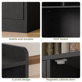 IRONCK Bookshelves and Bookcase, 6 Tiers Large Bookshelf with 4 Doors, Floor Standing Tall Display Storage Shelves for Home Office, Living Room, Bedroom, Black IRONCK