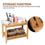 Forevich Bamboo Shower Bench Stool Bathroom Shower Chair Seat with Storage Shelf Spa Bath Foot Rest for Insider Shower Bathtub Elderly and Disabled Natural Forevich