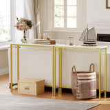 HOOBRO Narrow Console Table, 29.5" Small Entryway Table, Thin Sofa Table, Side Table, Display Table, for Hallway, Bedroom, Living Room, Foyer, White and Gold DW75XG01 HOOBRO