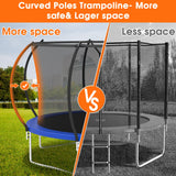 KOFUN 1500LBS 10 12 14 16 FT Tranpoline for Kids and Adults,【Curved Poles Larger Room】 Tranpolines Outdoor with Net, Ladder, Basketball Hoop, ASTM Approval- Easy to Assemble Recreational Tranpoline KOFUN