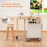 HiDSLiving Kitchen Island 54" Large Rolling Kitchen Island Cart On Wheels with Drop Leaf 3 Drawers 1 Cabinet,Spice Towl Rack Mobile Kitchen Table with Storage, White HiDSLiving