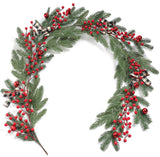 YYHUAWU 6FT Christmas Garland with Red Berries Bows Christmas Balls, Multi-Function Christmas Pine Needles Garland for Mantle Table Front Door Indoor Outdoor Christmas Holiday Decor YYHUAWU
