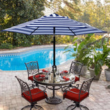 Blissun 7.5 ft Patio Umbrella, Yard Umbrella Push Button Tilt Crank (Blue&White) Blissun