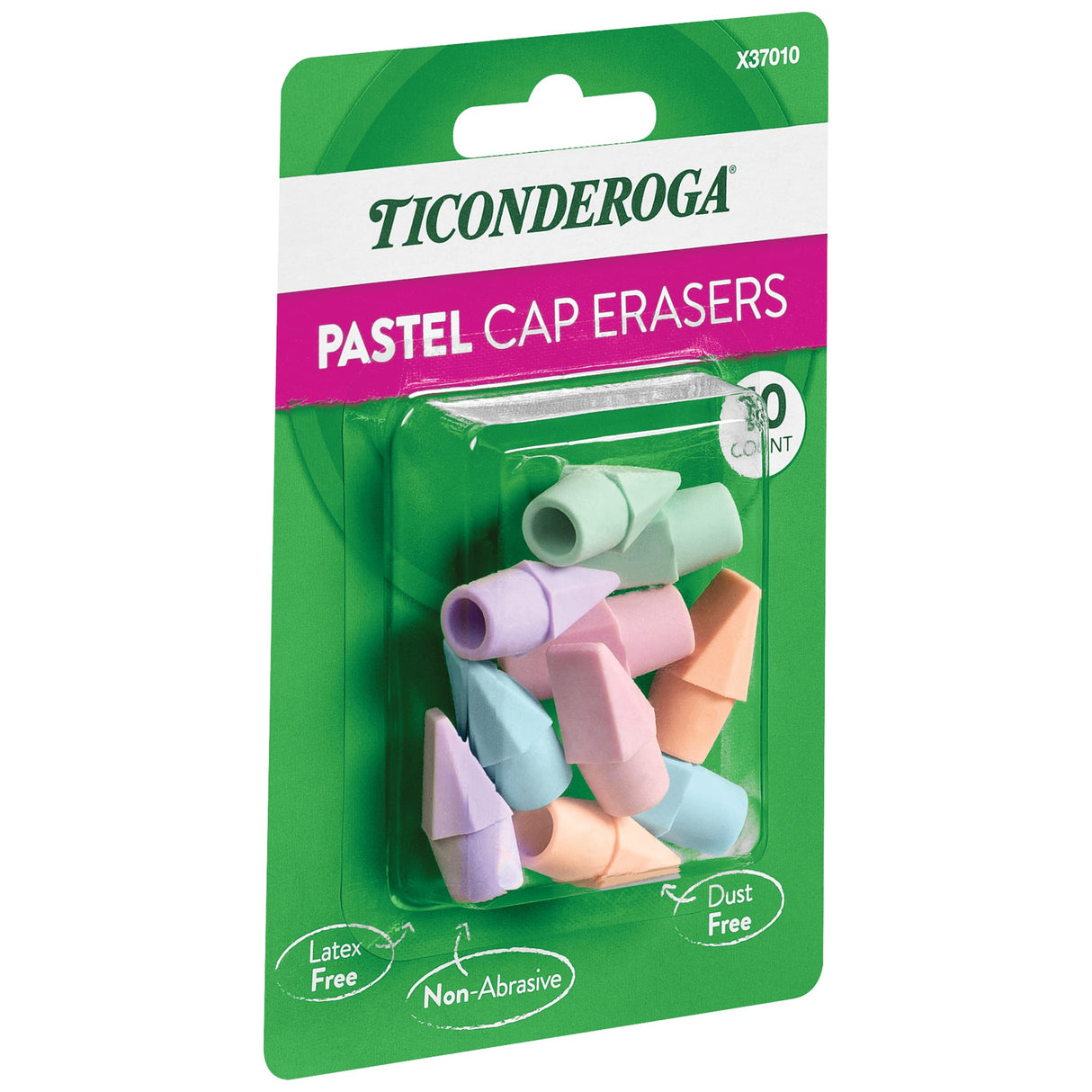 Ticonderoga Pencil Cap Erasers, Assorted Pastel Colors, 10 Count Ticonderoga