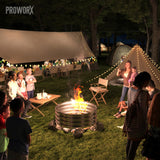 PROWORX 48 Inch Outdoor Fire Pit Ring, Round Galvanized Portable Fire Pit for Camping, Metal Steel Bonfire Fire Ring for Outside, Backyard PROWORX
