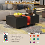 HedoAjim Black Led Coffee Table for Living Room, Rectangular Living Room Table with Storage, Acrylic Coffee Tables with 2 Sliding Drawers, Wood Center Table for Reception Dinning Room HedoAjim