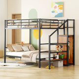 Bellemave Full Over Full Metal Bunk Bed，Bunk Bed with Storage Stairs and Wardrobe, Bunk Bed for Adults/Kids/Teens, Bunk Bed for School, Bedroom, Black Bellemave