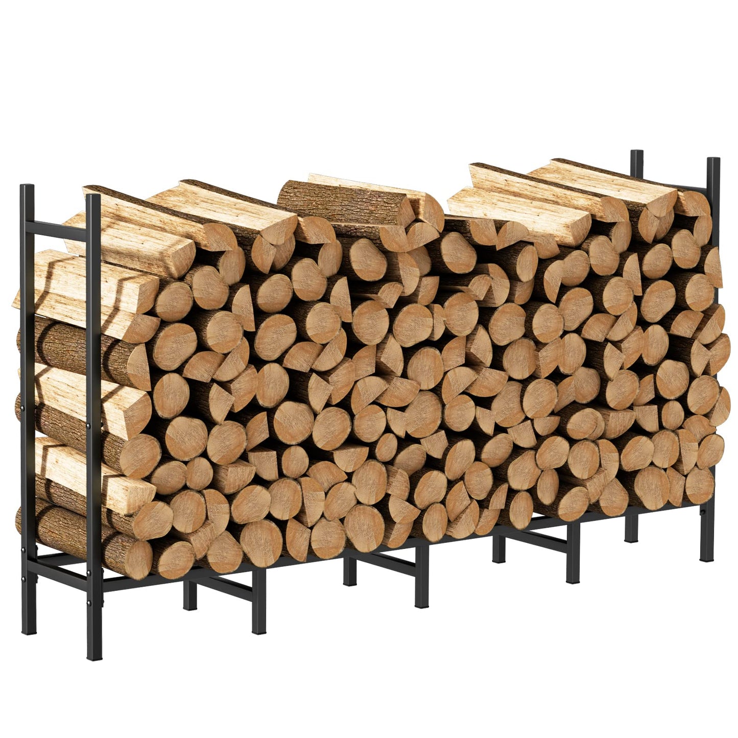 5.3ft Outdoor Indoor Firewood Rack Holder for Fireplace Wood Storage, Adjustable Fire Log Stacker Stand, Heavy Duty Logs Stand Stacker Holder for Fireplace Metal Lumber Storage Carrier Organizer