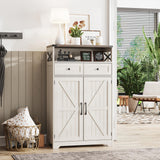 Maupvit 5-Tier Shoe Cabinet with Doors, Farmhouse Storage Cabinet with 2 Drawers & Adjustable Shelves, Shoe Cabinet Storage for Entryway,Wood Shoe Rack Organizer Cabinet for Living Room Foyer Hallway Maupvit