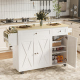 IRONCK Rolling Kitchen Island Table on Wheels with Drop Leaf, 56" Kitchen Island with Drawers and Adjustable Shelves Cabinet, Large Mobile Kitchen Island Cart for Kitchen IRONCK