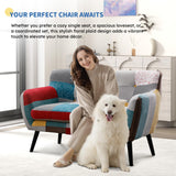 Bonzy Home Modern Boho Loveseat Couch Sofa Chair for Living Room Bedroom, Upholstered Colorful Plaid Fabric 2-Seat Love Seat Sofa with Wood Leg for Small Space, One Loveseat Bonzy Home