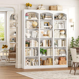 FACBOTALL 71" Triple Wide Bookshelf, 6 Tier Bookcase, Large White Bookshelf with Curved Baffle, 63.4" Wide Tall Bookcase with 18 Open Display Shelves for Living Room, Study, White FACBOTALL