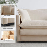 KIVENJAJA Chenille U-Shaped Modular Sectional Couch, Modern Comfy 3 Seater Deep Seat Cloud Couch with 2 Ottomans/Chaises & 5 Pillows for Living Room Office Apartment, 111.5”W, Light Camel KIVENJAJA