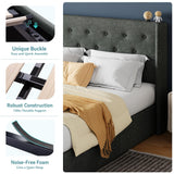 HOOMIC King Size Hydraulic Lift Up Storage Bed with Wingback Headboard in Dark Grey HOOMIC