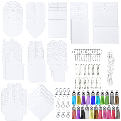 Allazone 160 PCS Sublimation Air Freshener Sheet Set 100 PCS 10 Shape Car Scented Hanging Sheets Felt Air Freshener with Rope, Tassel, Wave Bead Chain for Car Home Use and Decor Allazone