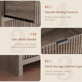 Boonatu Fluted Sideboard Buffet Cabinet with Storage Drawers, 55" Large Accent Storage Cabinet with Doors and Adjustable Shelf, Modern Farmhouse Credenza for Entryway, Kitchen, Living Room - Gray Boonatu