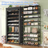 Simple Trending Tall Shoe Rack Organizer Holds 40 Pairs, 10 Tier Large Capacity Shoe Cabinet Storage with Cover for Closet, Black Simple Trending