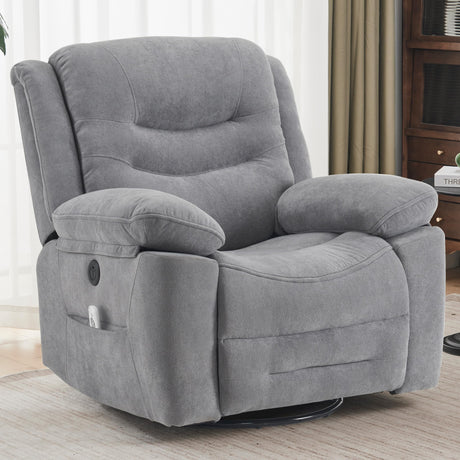 Ketaiyou Power Swivel Rocker Recliner with Massage and Heat, USB Port, Infinite Position, Oversized Electric Glider Rocking Chairs Living Room, Soft Fabric Reclining Sofa Chair(Misty Gray) Ketaiyou