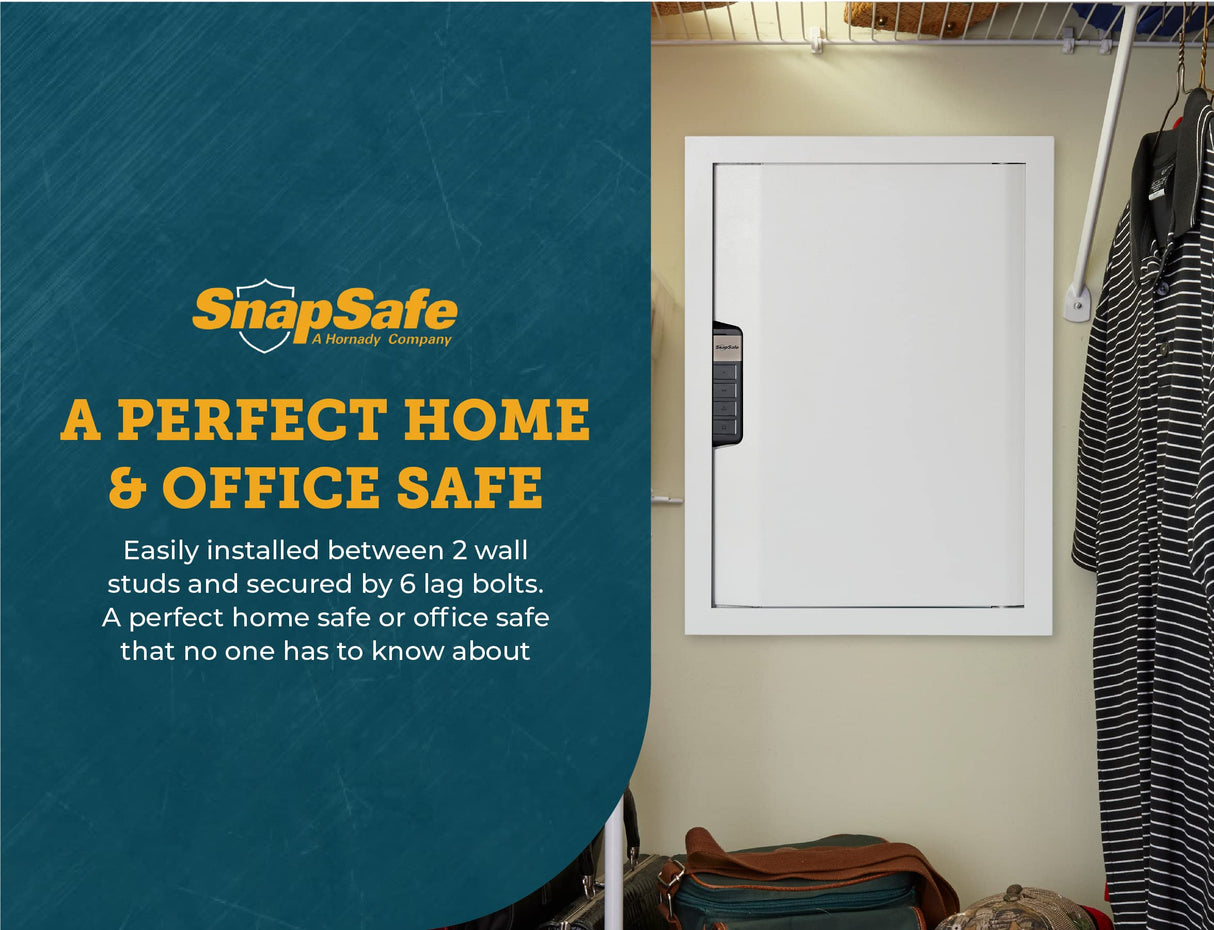 SnapSafe In Wall Gun Safe and Money Safe, Light Grey, 75413 - Hidden Safe Provides Security for your Firearms & Valuables, Keypad Entry - Fits Between 2 Wall Studs, Flush Mount, Ideal for Home, Office SnapSafe