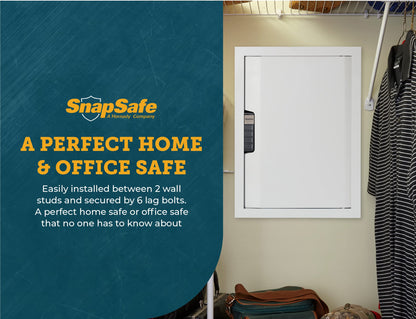 SnapSafe In Wall Gun Safe and Money Safe, Light Grey, 75413 - Hidden Safe Provides Security for your Firearms & Valuables, Keypad Entry - Fits Between 2 Wall Studs, Flush Mount, Ideal for Home, Office