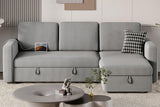 Yaheetech Sectional Sofa L-Shaped Sofa Couch Bed w/Chaise & USB, Reversible Couch Sleeper w/Pull Out Bed & Storage Space, 4-seat Fabric Convertible Sofa, Pull Out Couch Light Gray Yaheetech