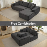 108" Cloud Sectional Couch with L-Shape Chaise, Modern Modular Sofa with Deep Seat, Boneless Cloud Couches for Living Room Bedroom, No Assembly Required, Plush Corduroy (Dark Gray, Right Facing Chaise ElfinAura