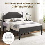 Wood Queen Bed Frame with Wooden Headboard and Footboard, Heavy Duty 12 Solid Wood Slats Support, Rubber Wood Platform Bed Frame with Large Under Bed Storage, No Box Spring Needed, Rustic Brown Susalt