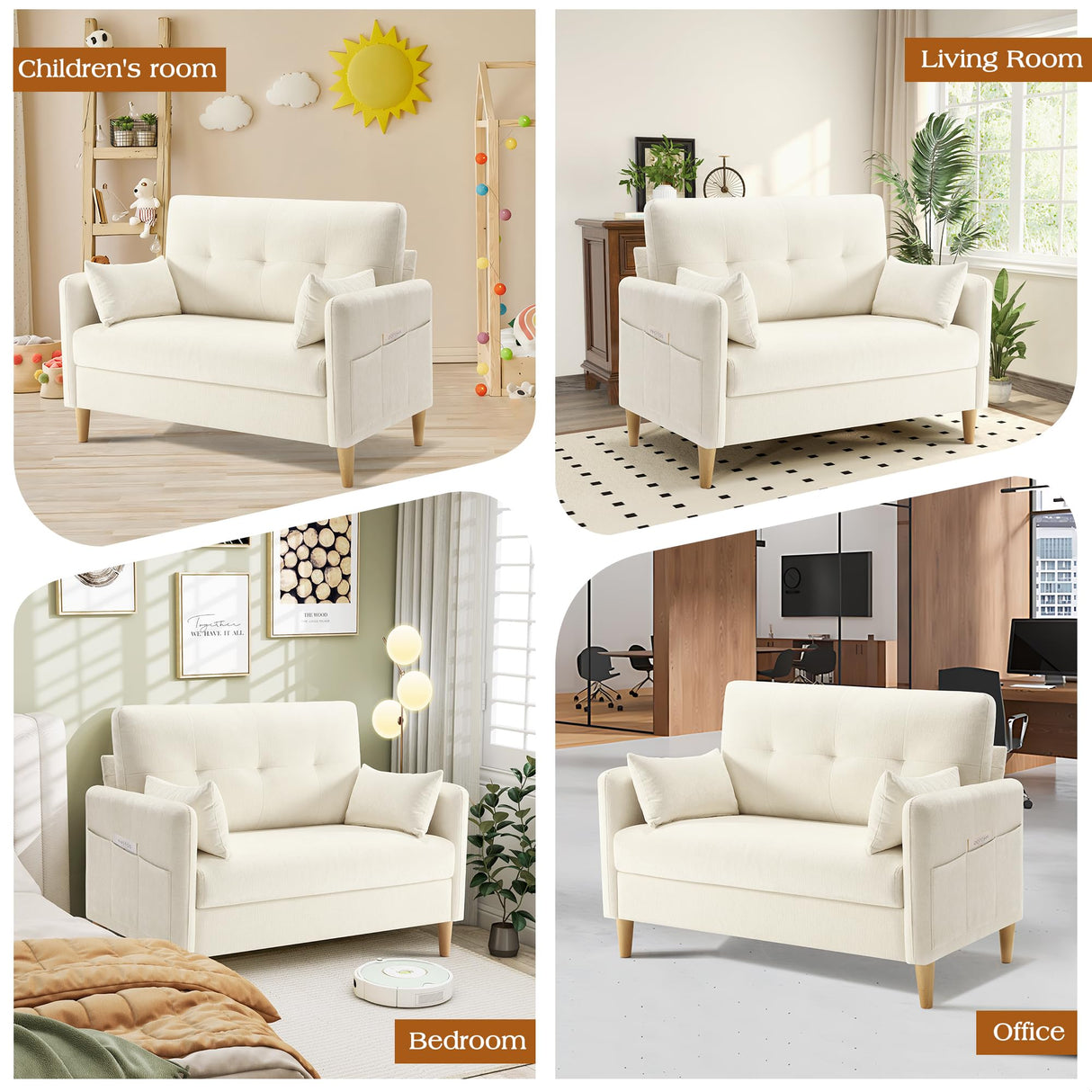 Hanherry Loveseat Sofa, 47” Small Couch for Living Room, Comfy Chenille Fabric Love Seat for Bedroom withThrow Pillow,Removable Cushion Cover,Couches for Small Space,Apartment,Dorm Hanherry