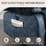 PALLOME Power Reclining Loveseat with Heat & Massage, Dual Recliner Sofa with Console, Cup Holders, USB & Type-C Ports, 2 Seater Electric Reclining Couch for Living Room, RV (Blue, 2 Seat) PALLOME