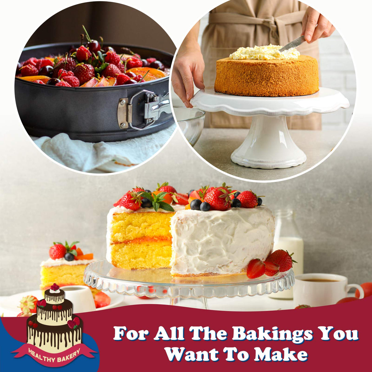 HIWARE 9 Inch Non-stick Cheesecake Pan Springform Pan with Removable Bottom/Leakproof Cake Pan - Black HIWARE