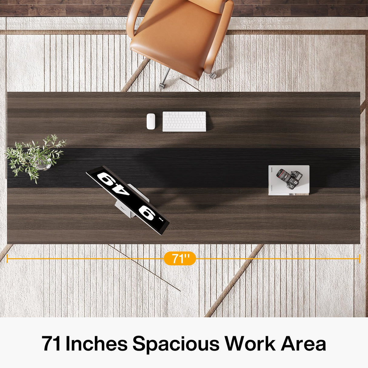 Tribesigns 70.8" Executive Desk, Industrial Large Wood Home Office Desk, Modern Simple Style Laptop Desk Study Writing Table Computer Desk for Home Office Tribesigns