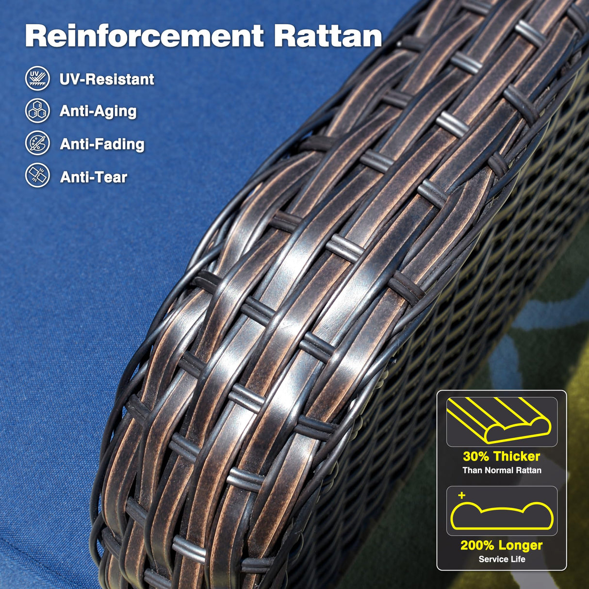 ovios Outdoor Furniture Patio Furniture Set 8 Pieces Swivel Rocking Chairs All Weather Rattan Wicker Patio Couch with Side Table,Ottomans,Chairs for Porch,Backyard,Deck,Brown Wicker Navy Blue ovios