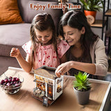 DIY Miniature House Kit, Coffee Shop Book Nook Kit, Mini Building Kit, Dollhouse Kit for Adults and Teens, 3D Wooden Puzzles with LED Light, Craft Kit for Family and Friends(Retro Coffee Shop) ANTREATU