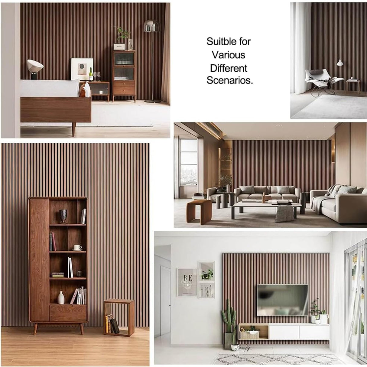 Acoustic 3D Panels for Interior Wall and Ceiling Decor, Soundproof Wood Accent Slat Fluted Noise Absorbing Panels Decorative for Bathroom, Bedroom,Genuine Walnut Wood Veneer, 94.5" X 23.6" Each Box Kieacia