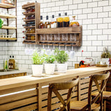 Homde Wine Rack Wall Mounted Wood,Wine Shelf with Bottle Stemware Glass Holder Rustic, Wine Display Storage Rack with Cork Holder for Home Bar Homde