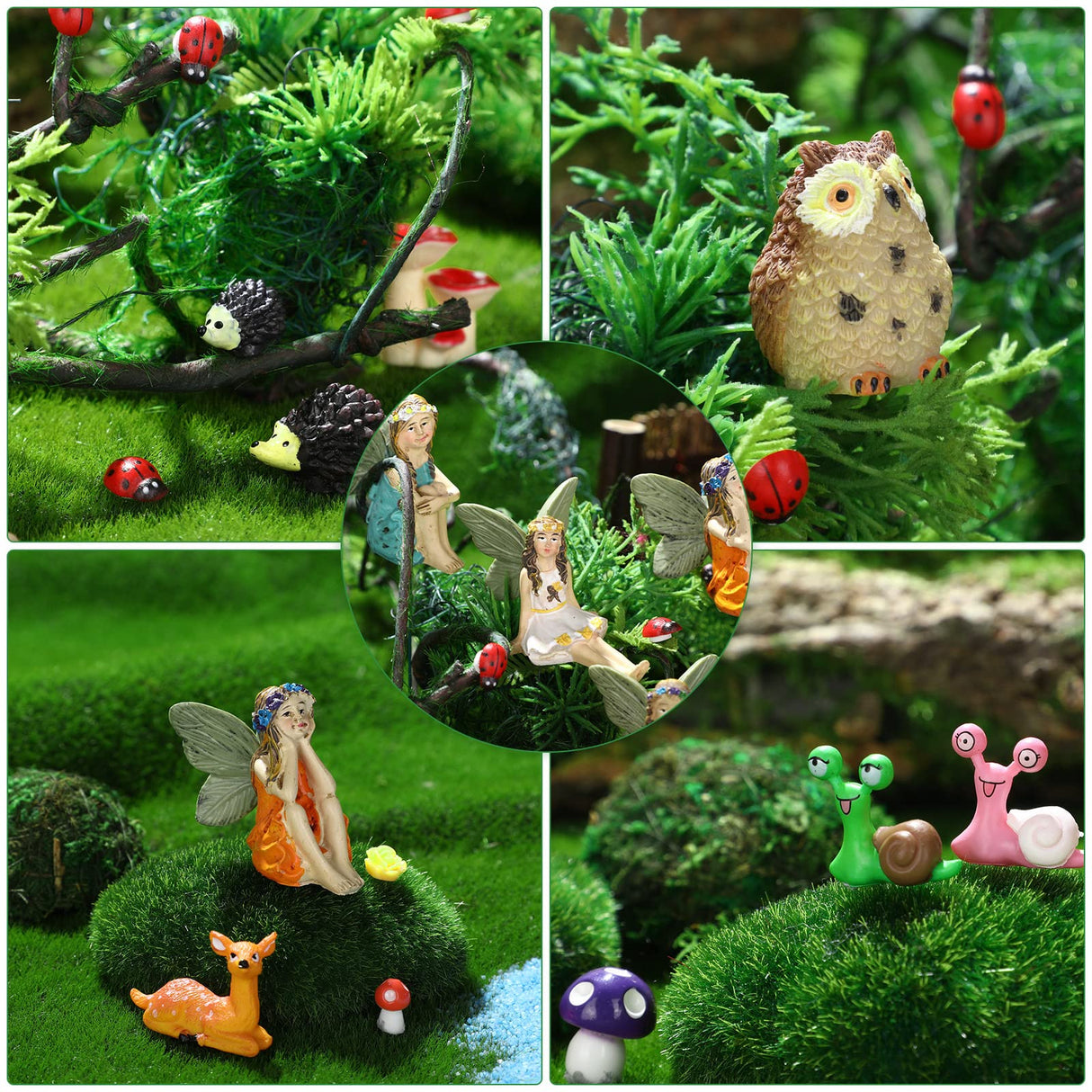 120 Pieces Garden Kit Accessories Garden Animals Miniatures Fairies Miniature Figurines Micro Landscape Ornaments DIY Kit for Outdoor Yard Lawn Unittype