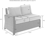 Crosley Furniture Bradenton Outdoor Sectional Left Side Loveseat, 2-Person Wicker Patio Couch for Deck, Brown with Navy Cushions Crosley Furniture