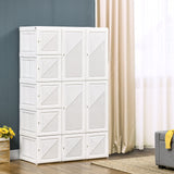 HOMCOM Portable Wardrobe Closet, Folding Bedroom Armoire, Clothes Storage Organizer with 8 Cube Compartments, 2 Hanging Rods, 11 Magnet Doors, White HOMCOM