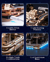 ROKR 3D Wooden Puzzles for Adults, 3 in 1 Wooden Marble Run, Wood Model Mechanical Puzzles Building Toys Kits, Gifts for Men Boys (LGX02) ROKR