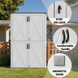 Devoko 50 Cu.ft Outdoor Storage Cabinet - Vertical Resin Storage Shed - Holds Patio Furniture, Pool Toys, Garden Tools (White) Shelf Not Included Devoko