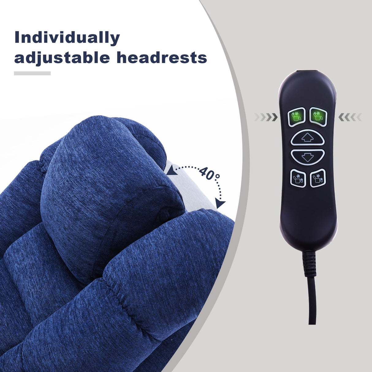 Eiayeebil Triple Motor Power Lift Recliner Chair with Massage and Dual Heat for Elderly People, Zero Gravity Lay Flat Recliner Infinite Position, USB Ports（Navy Blue） Eiayeebil