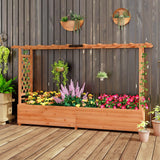 Giantex Raised Garden Bed with 2-Sided Trellis & Hanging Roof, Fir Wood Planter Box w/Drainage Holes, Bottom Gaps, Freestanding Garden Planter for Flowers Herbs Climbing Vines (79" x 17.5" x 45") Giantex